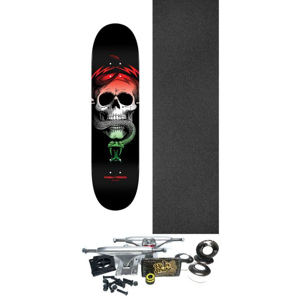 Powell Peralta Mike McGill Skull & Snake Fade Black / Red / Green Skateboard Deck - 8.5" x 32.08" - Complete Skateboard Bundle